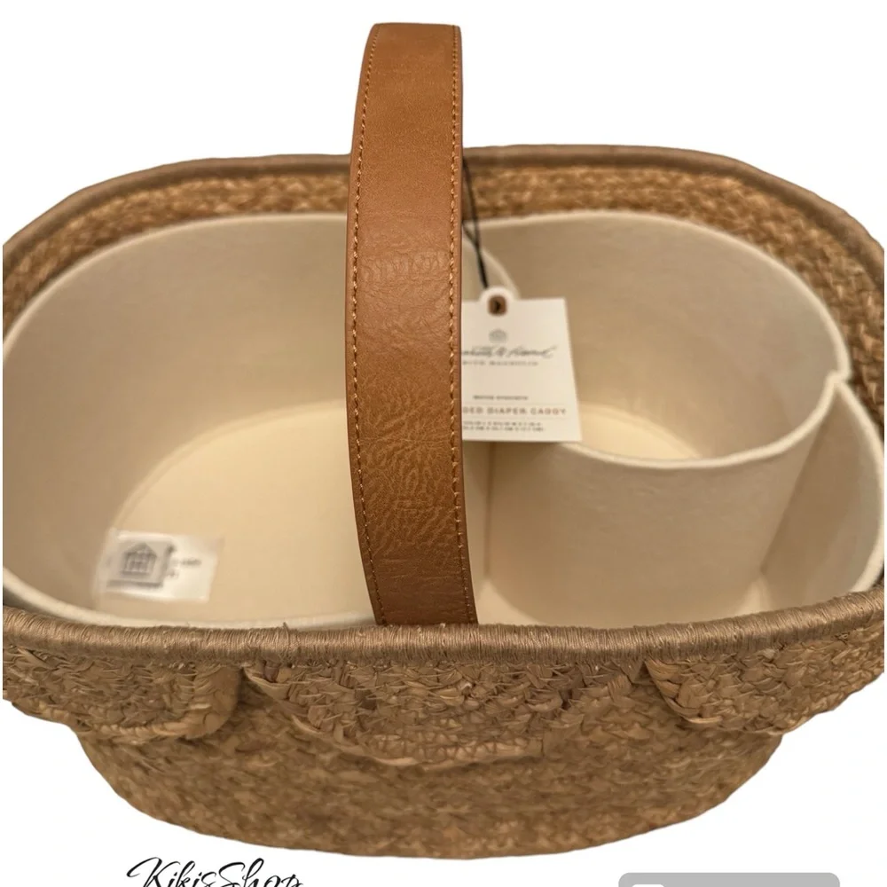 Hearth & Hand Magnolia Natural Woven Scalloped Baby Diaper Caddy